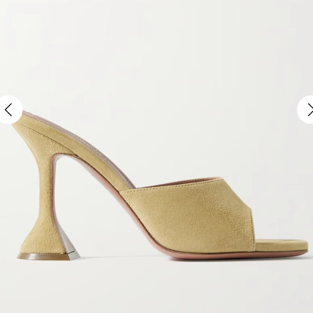 Amina Muaddi Lupita Mules Sandals Peep Toe Suede Size 38 - Picture 2 of 2